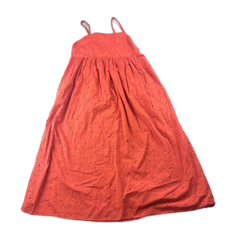 Madewell Eyelet Summertime Cami Midi Dress Women S Orange Cotton Floral Romantic
